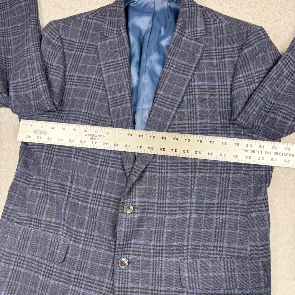 Joseph Abboud Blazer Mens 44L Plaid Blue Wool Cashmere Sport Coat Campore - Picture 4 of 12